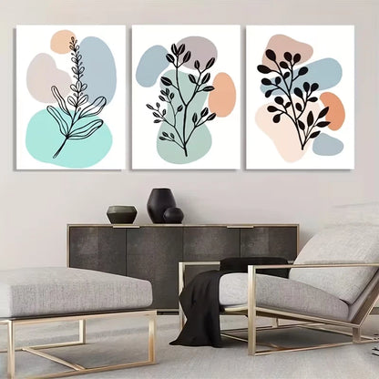 3pcs Modern Abstract Boho Leaf Art Prints  Wall Art Set Canvas Framed 60x90cm - High Quality Print 100% Australian Made Wall Canvas Ready to Hang