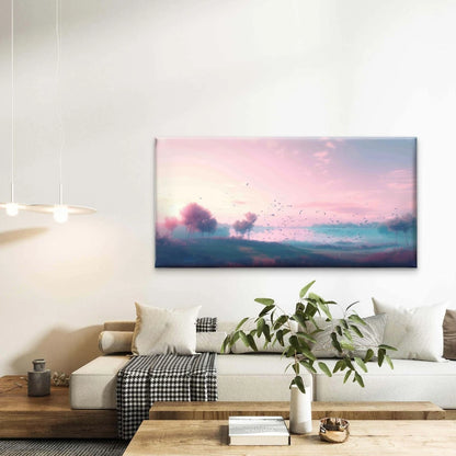 Landscape With Trees Sky Clouds Wall Art Canvas Office Home Room Framed 120x60cm