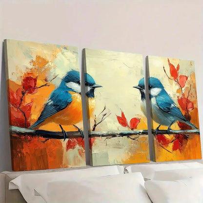 3pcs Modern Animal Theme Bird Wall Art Set Canvas Framed 40x60cm - High Quality Print 100% Australian Made Wall Canvas Ready to Hang