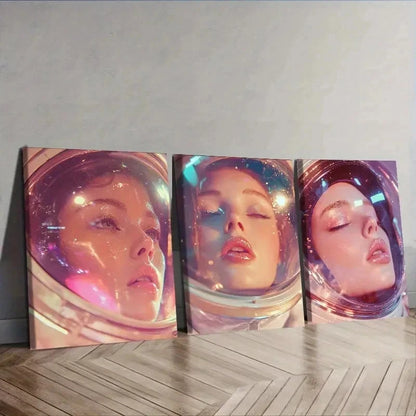 3pcs Featuring an Astronaut Decor Wall Art Set Canvas Framed 40x60cm - High Quality Print 100% Australian Made Wall Canvas Ready to Hang