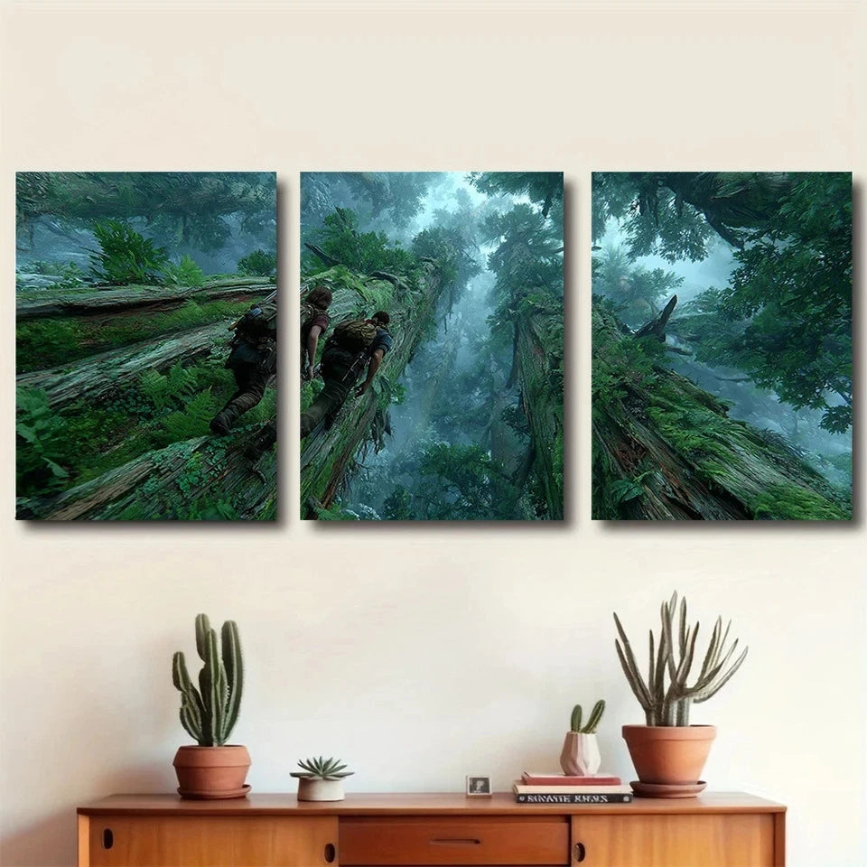 3pcs Fallen Trees Helping Each Other Climb Over Metal Print Ready to Hang Art