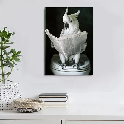 Beautiful Modern White Parrot Contemporary Painting 40x60cm Metal Print Ready to Hang