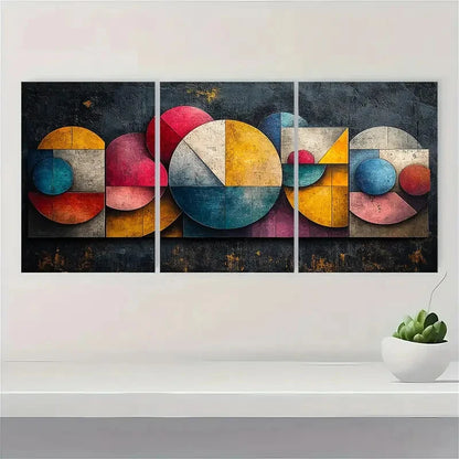 3pcs Abstract Geometric Painting Metal Print Ready to Hang Art