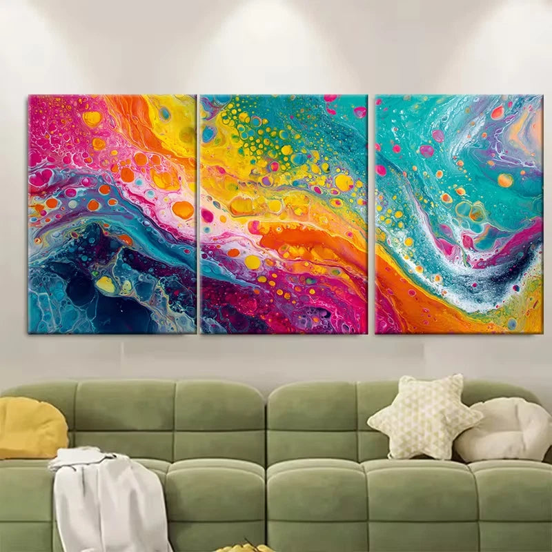 3pcs Vibrant Abstract Minimalist Colorful Metal Print Ready to Hang Art
