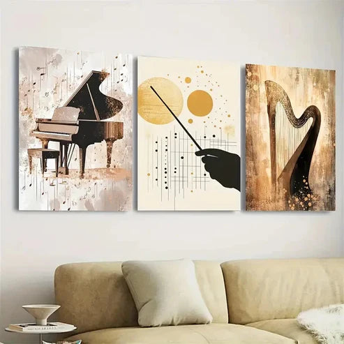 3pcs Classical Music Wall Art Set Canvas Unframed - High Quality Print 100% Australian Made Wall Canvas