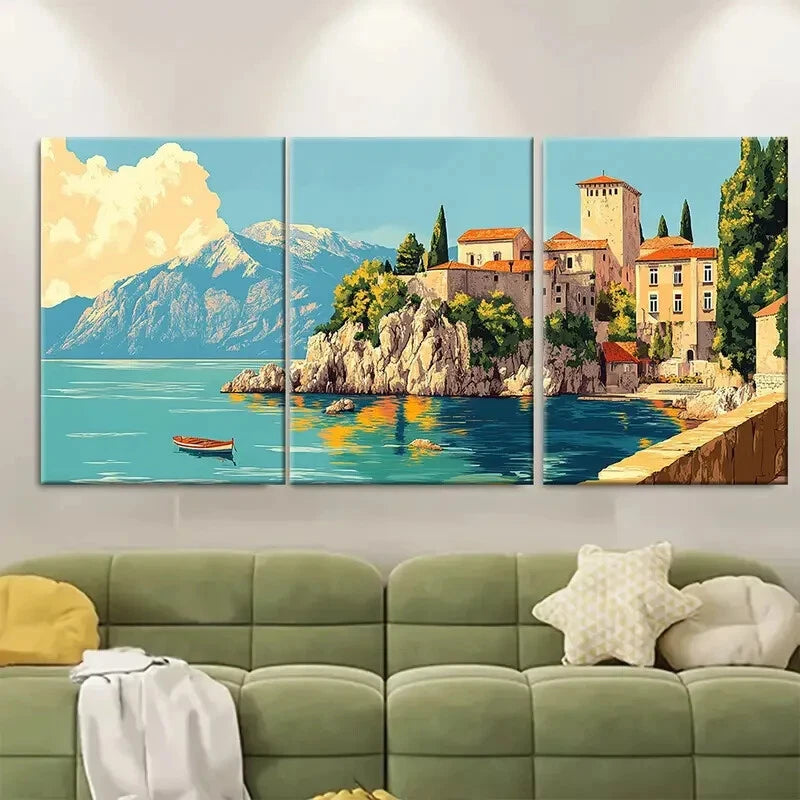 3pcs Montenegro Romantic Honeymoon Destination Metal Print Ready to Hang Art