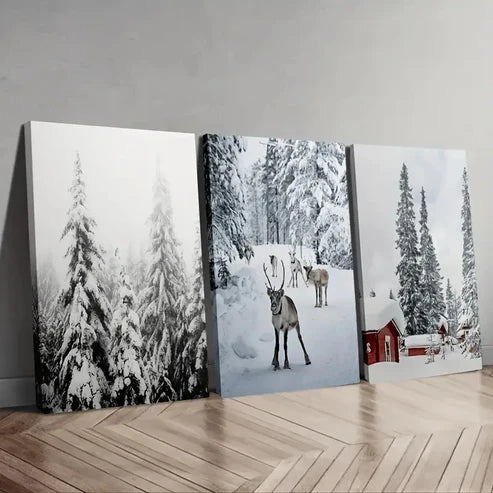 3pcs Wonderland Canvas Snowy Forest Perfect Wall Art Canvas Unframed - High Quality Print 100% Australian Made Wall Canvas