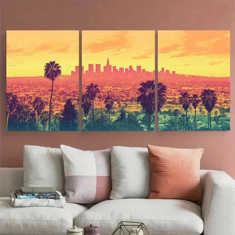 3pcs California City Los Angeles Perfect Wall Art Canvas Framed 60x90cm