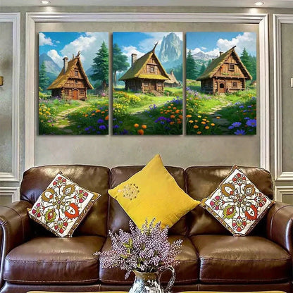 3pcs Vibrant Wildflowers & Lush Greenery Metal Print Ready to Hang Art