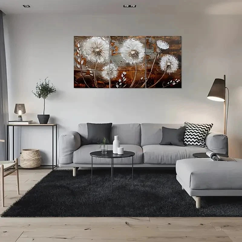 3pcs Modern Abstract Dandelion Wall Art Set Canvas Framed 40x60cm - High Quality Print 100% Australian Made Wall Canvas Ready to Hang