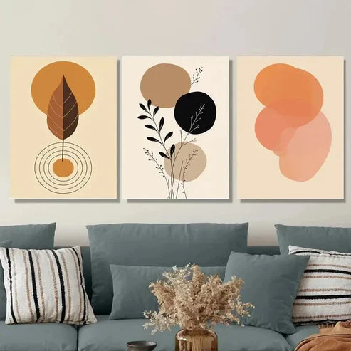 3pcs Geometric Nature Designs Modern Abstract Wall Art Set Canvas Unframed - High Quality Print 100% Australian Made Wall Canvas