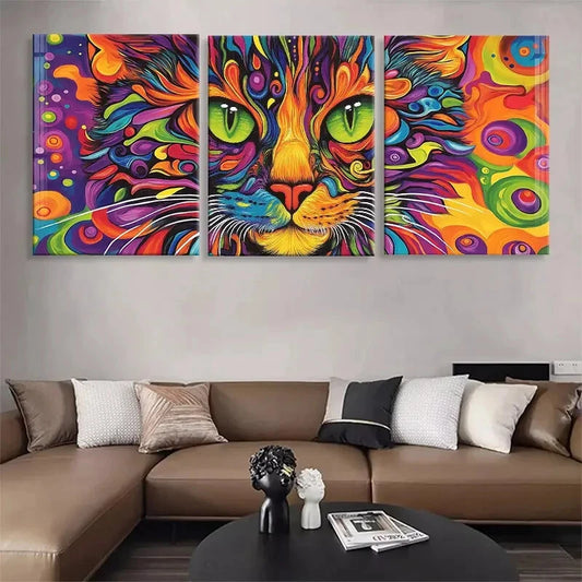 3pcs Colorful Swirls and Bold Patterns Metal Print Ready to Hang Art