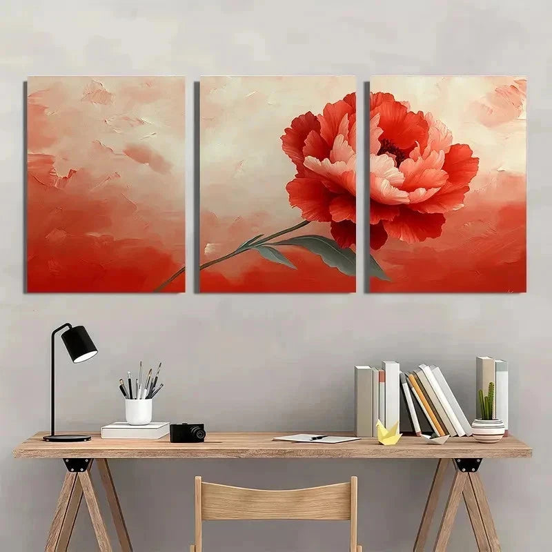 3pcs Two Toned Carnation Beige Perfect Wall Art Set Canvas Framed 50x70cm - High Quality Print 100% Australian Made Wall Canvas Ready to Hang