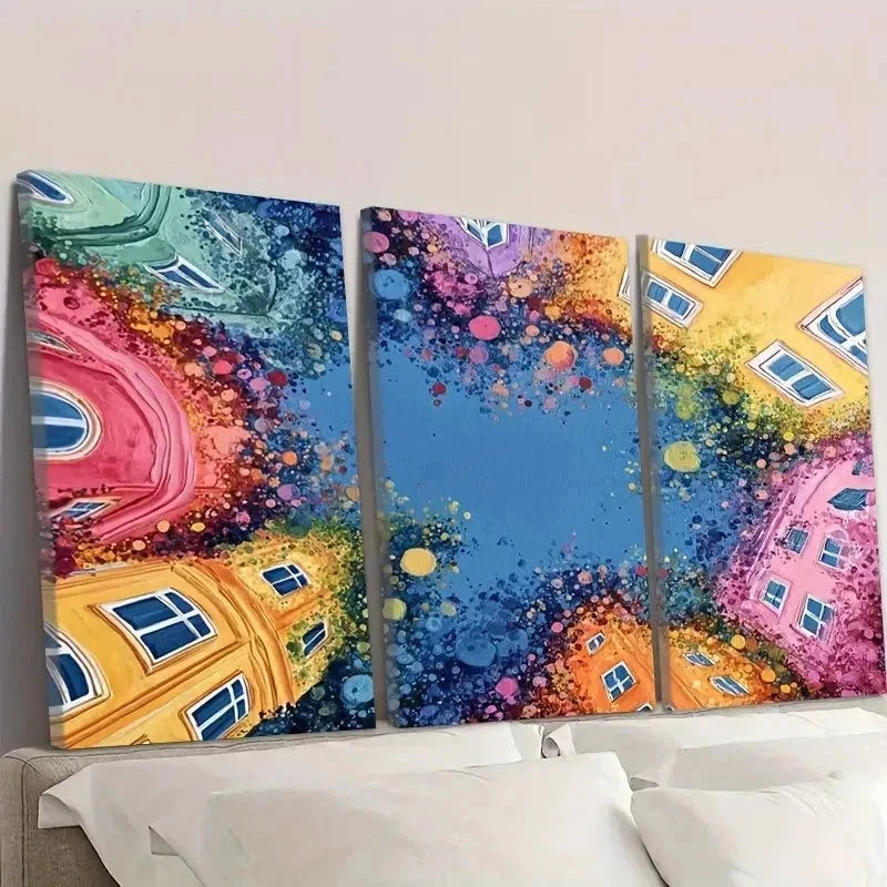 3pcs Abstract Art In The Center Wall Art Set Canvas Framed 60x90cm - High Quality Print 100% Australian Made Wall Canvas Ready to Hang