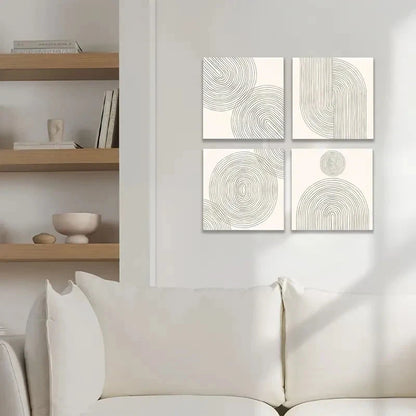 4pcs  Beige And White Watercolor Gallery Wall Art Canvas Framed