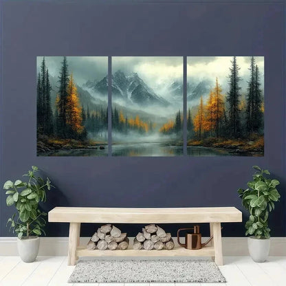 3pcs Landscape Mountain Forest Wall Art Set Canvas Framed 40x60cm - High Quality Print 100% Australian Made Wall Canvas Ready to Hang