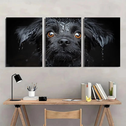 3pcs Sky Terrier Adorable Black & White Dog Metal Print Ready to Hang Art