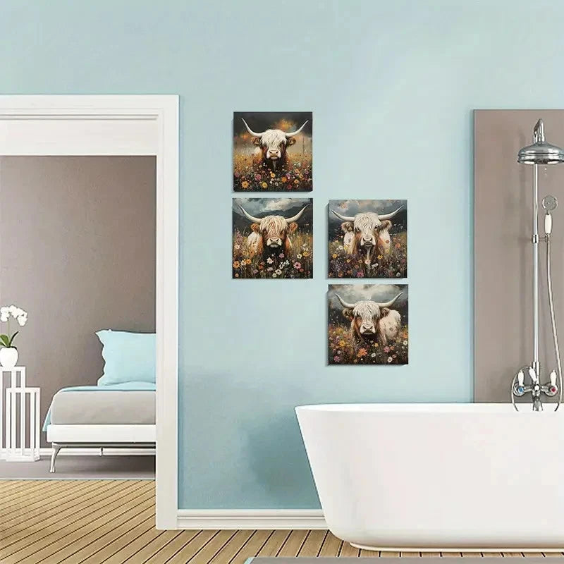 4pcs flower gazeWall Art Canvas Framed