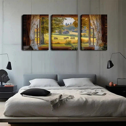 3pcs Several Cows On The Grass Outside Perfect Wall Art Set Canvas Framed 40x60cm - High Quality Print 100% Australian Made Wall Canvas Ready to Hang