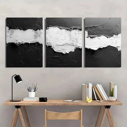3pcs Abstract Black & White Modern Design Metal Print Ready to Hang Art