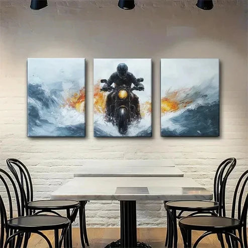 3pcs Through Waves Dynamic Abstract Perfect Wall Art Set Canvas Unframed - High Quality Print 100% Australian Made Wall Canvas