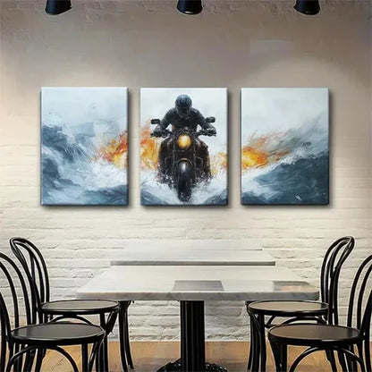 3pcs Through Waves Dynamic Abstract Perfect Wall Art Set Canvas Unframed - High Quality Print 100% Australian Made Wall Canvas