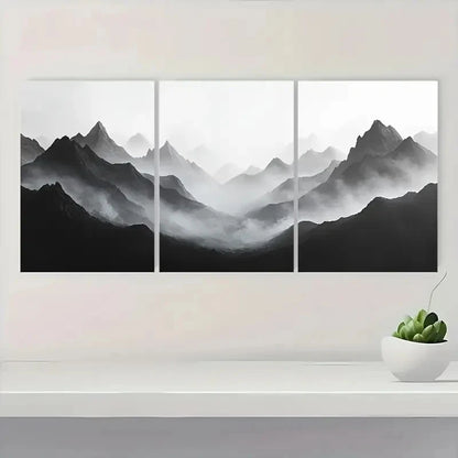 3pcs Alpine Echoes Minimalist Mountain EM Wall Art Set Canvas Framed 50x70cm - High Quality Print 100% Australian Made Wall Canvas Ready to Hang