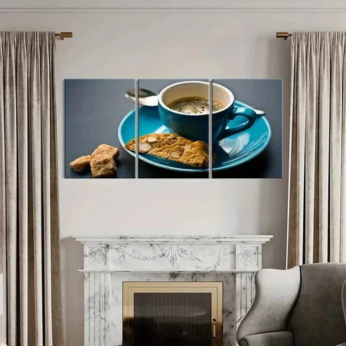 3pcs Breakfast Coffee Cookies Modern Wall Art Canvas Unframed - High Quality Print 100% Australian Made Wall Canvas