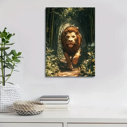Beautiful Steampunk Lion Cinematic Lighting Painting 40x60cm Metal Print Ready to Hang