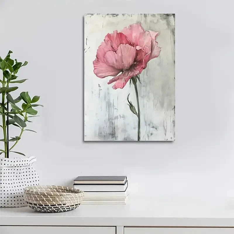 Vibrant Pink Carnation Floral Painting 40x60cm Metal Print Ready to Hang
