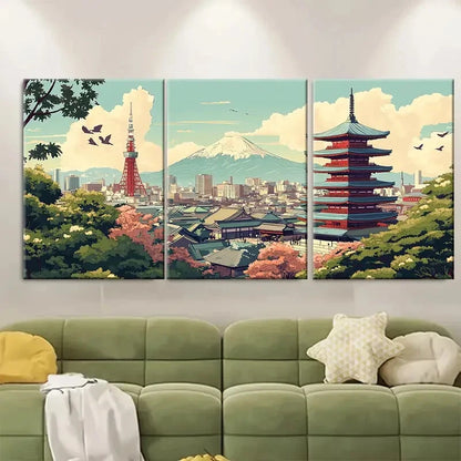 3pcs Yokohama Japan Vintage Inspired Metal Print Ready to Hang Art