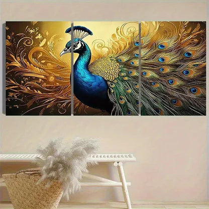 3pcs PeaRooster Feather Wall Art Canvas Unframed - High Quality Print 100% Australian Made Wall Canvas
