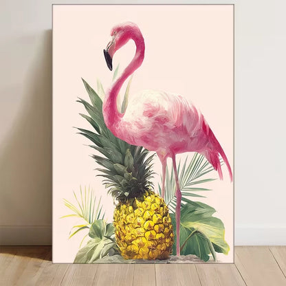 Tropical Pink Flamingo & Pineapple 60x90cm Metal Print Ready to Hang