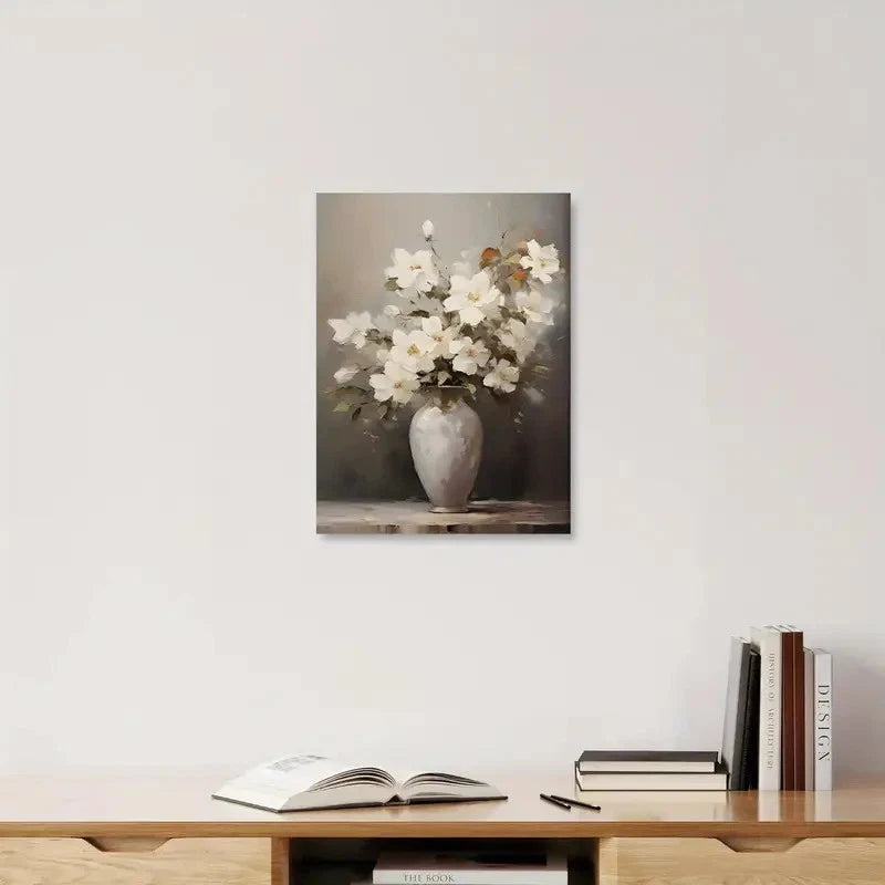 Beautiful Elegant White Floral Bouquet Painting 40x60cm Metal Print Ready to Hang
