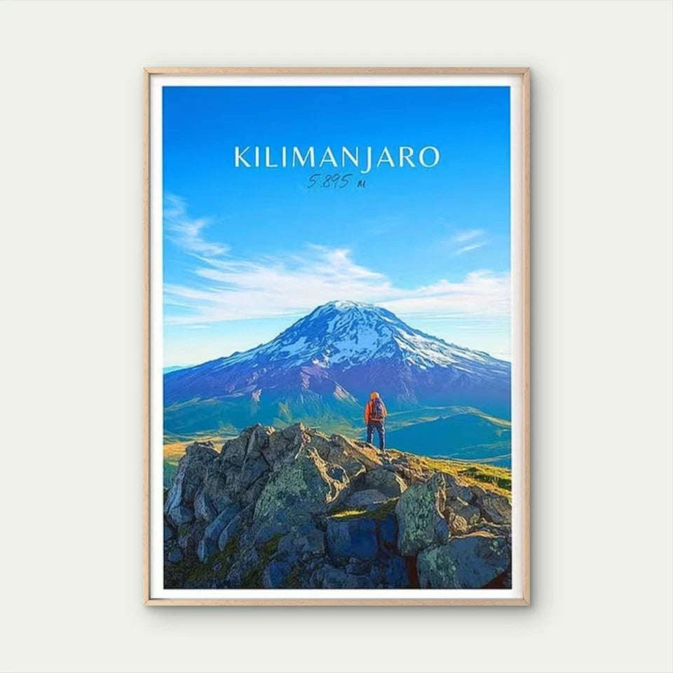 Kilimanjaro Africa Tanzania Vibrant Mountain Travel Poster Print Wall Art