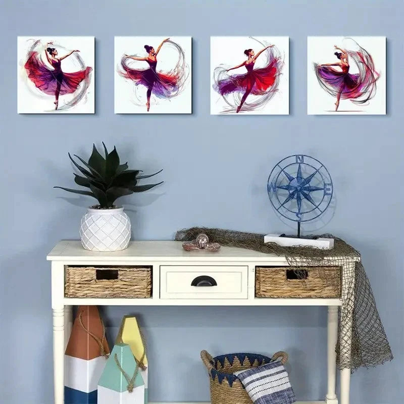4pcs Ballet DanceWall Art Canvas Framed
