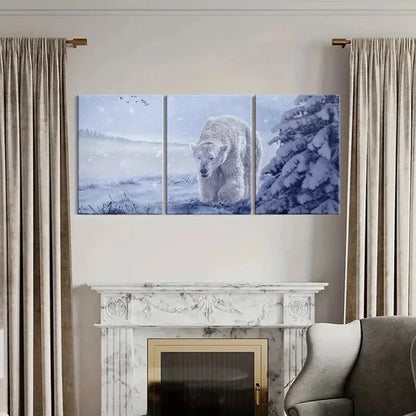 3pcs Arctic Snow Polar Bear Modern Wall Art Canvas Unframed - High Quality Print 100% Australian Made Wall Canvas