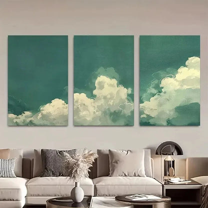 3pcs Sky Abstract Vintage Moody Cloud Metal Print Ready to Hang Art