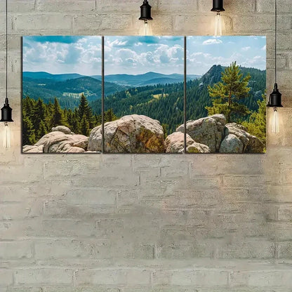 3pcs Forest Mountain View Triptych Metal Print Ready to Hang Art