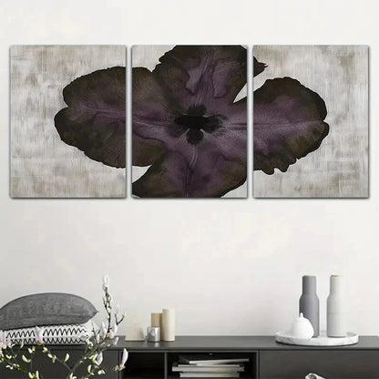 3pcs Unique Deep Purple Floral Pattern Wall Art Set Canvas Framed 40x60cm - High Quality Print 100% Australian Made Wall Canvas Ready to Hang