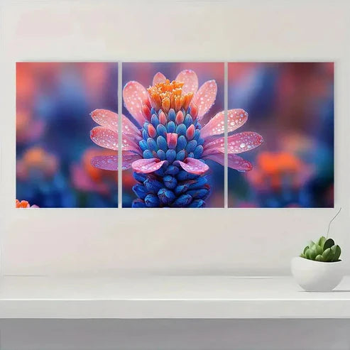 3pcs Blazing Star Flower YU Wall Art Set Canvas Unframed - High Quality Print 100% Australian Made Wall Canvas