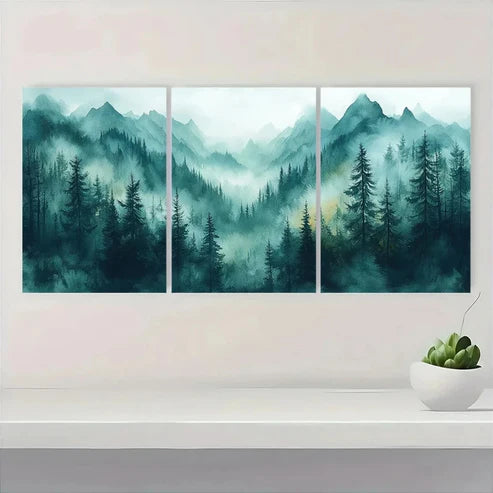 3pcs Abstract Forest Watercolor Wall Art Canvas Unframed - High Quality Print 100% Australian Made Wall Canvas