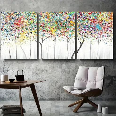 3pcs Abstract Colorful Forest Tree Wall Art Set Canvas Unframed - High Quality Print 100% Australian Made Wall Canvas