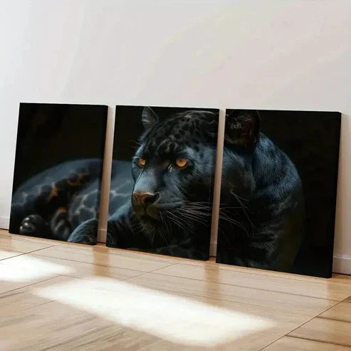 3pcs Golden Eye Dark Background Wildlife Wall Art Set Canvas Unframed - High Quality Print 100% Australian Made Wall Canvas