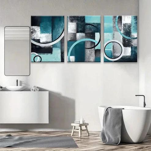 3pcs Combo - Folk Green Blue Wall Art Set Canvas Unframed - High Quality Print 100% Australian Made Wall Canvas
