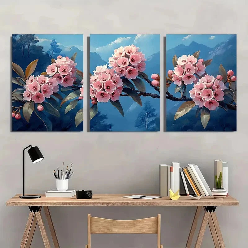 3pcs Mountain Laurel Flower Art Nature Art Metal Print Ready to Hang Art