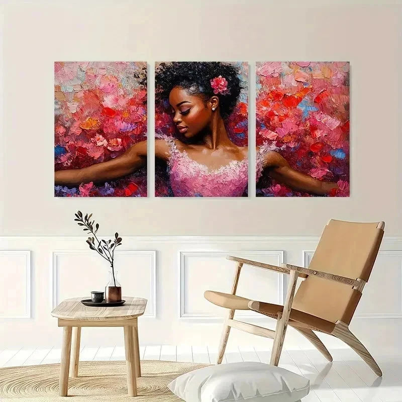 3pcs Ballerina Art Ballet Dancer Perfect Wall Art Set Canvas Framed 40x60cm - High Quality Print 100% Australian Made Wall Canvas Ready to Hang