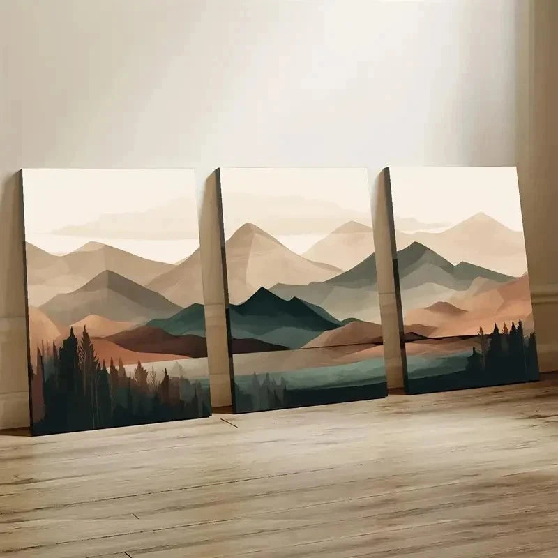3pcs Modern Abstract Mountain Wall Art Set Canvas Framed 60x90cm - High Quality Print 100% Australian Made Wall Canvas Ready to Hang