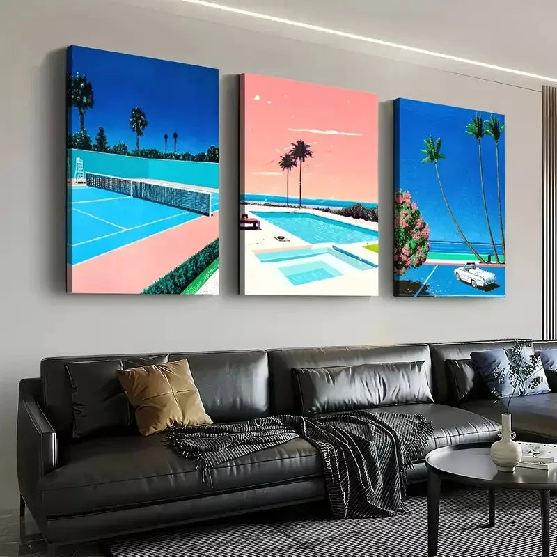 3pcs Modern Fashion Architecture Leisure Sports Wall Art Set Canvas Framed 50x70cm - High Quality Print 100% Australian Made Wall Canvas Ready to Hang - Bella Home Decor