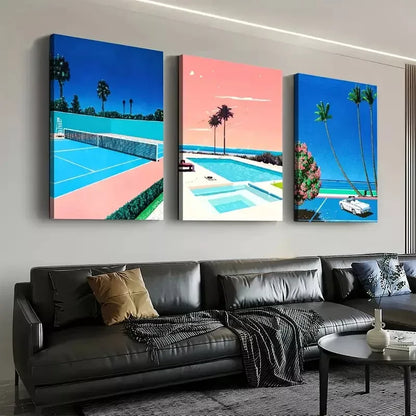 3pcs Modern Fashion Architecture Leisure Sports Wall Art Set Canvas Framed 50x70cm - High Quality Print 100% Australian Made Wall Canvas Ready to Hang - Bella Home Decor